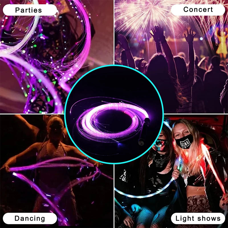 USB-Rechargeable PixelWhip | Lightweight Design with Full-Size Fiber Optics (130pcs 0.75mm, 22-178cm) | 360° Free Rotation
