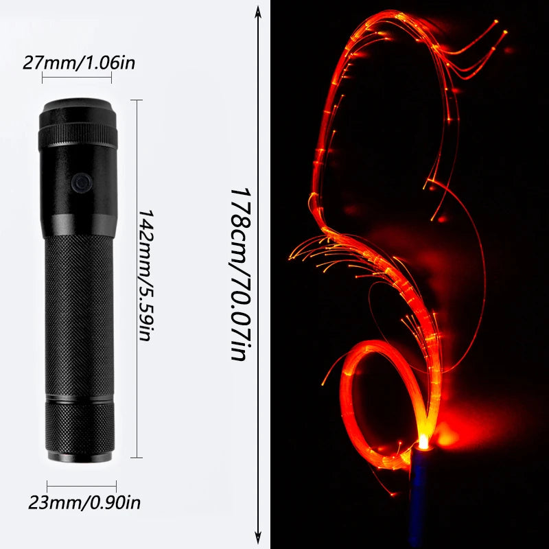 USB-Rechargeable PixelWhip | Lightweight Design with Full-Size Fiber Optics (130pcs 0.75mm, 22-178cm) | 360° Free Rotation