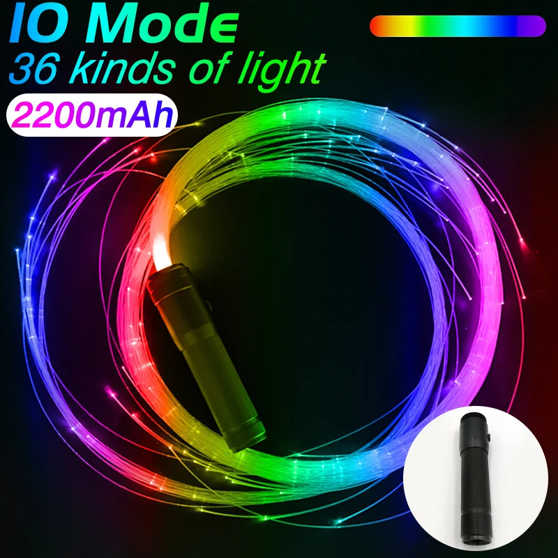 USB-Rechargeable PixelWhip | Lightweight Design with Full-Size Fiber Optics (130pcs 0.75mm, 22-178cm) | 360° Free Rotation