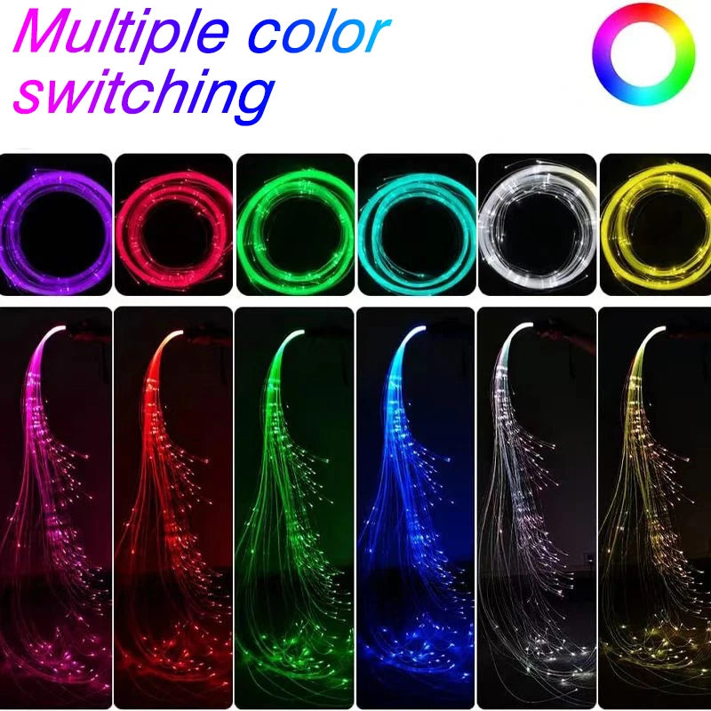 USB-Rechargeable PixelWhip | Lightweight Design with Full-Size Fiber Optics (130pcs 0.75mm, 22-178cm) | 360° Free Rotation